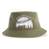 Vintage Philadelphia Baseball Skyline Retro Philly Cityscap Sustainable Bucket Hat