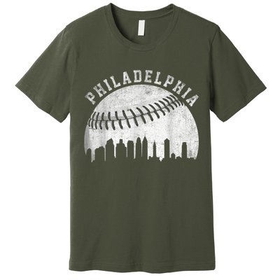 Vintage Philadelphia Baseball Skyline Retro Philly Cityscap Premium T-Shirt