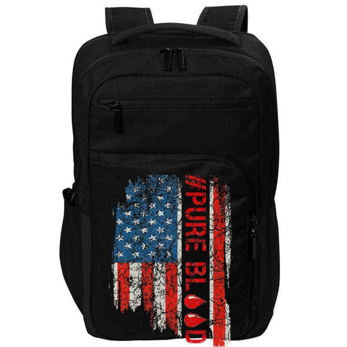 Vintage Pure Blood Movement Pureblood Freedom USA Flag Impact Tech Backpack