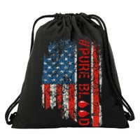 Vintage Pure Blood Movement Pureblood Freedom USA Flag Drawstring Bag