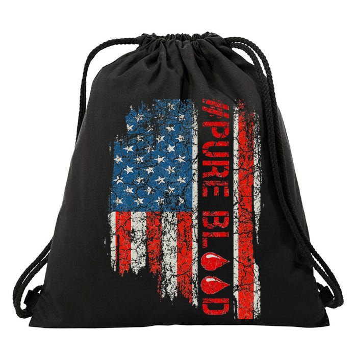 Vintage Pure Blood Movement Pureblood Freedom USA Flag Drawstring Bag