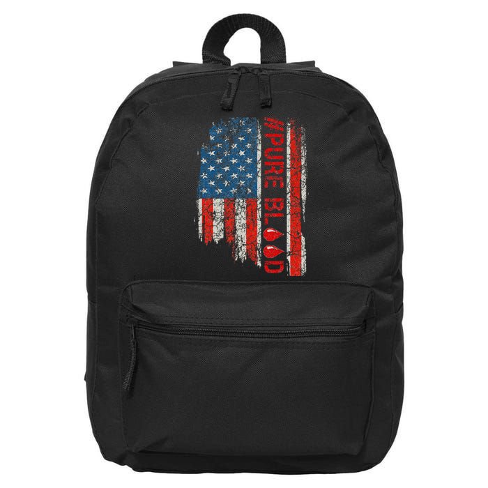 Vintage Pure Blood Movement Pureblood Freedom USA Flag 16 in Basic Backpack