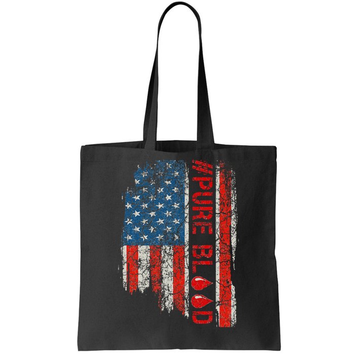 Vintage Pure Blood Movement Pureblood Freedom USA Flag Tote Bag