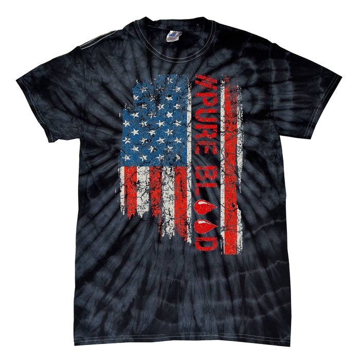 Vintage Pure Blood Movement Pureblood Freedom USA Flag Tie-Dye T-Shirt