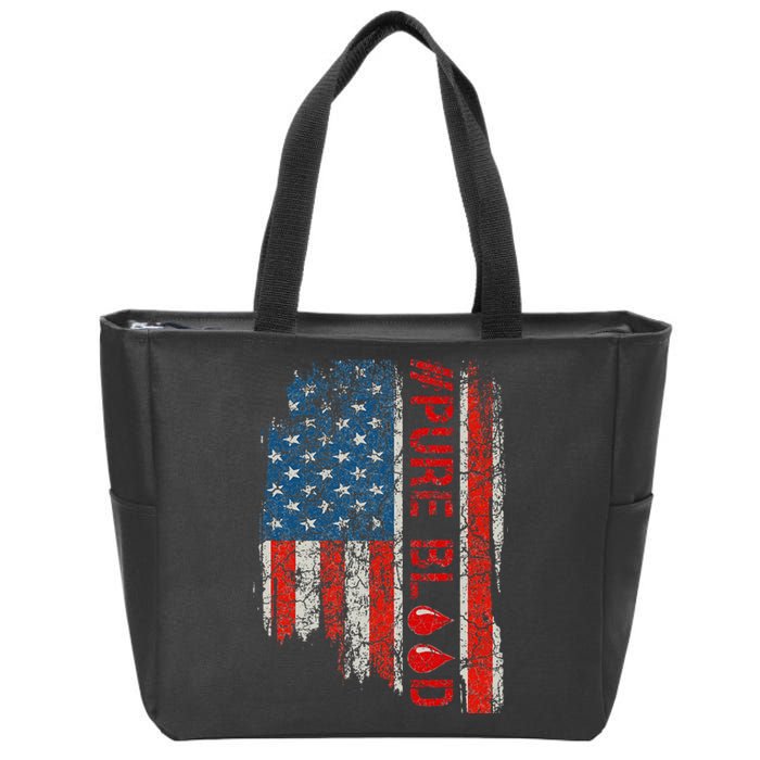 Vintage Pure Blood Movement Pureblood Freedom USA Flag Zip Tote Bag