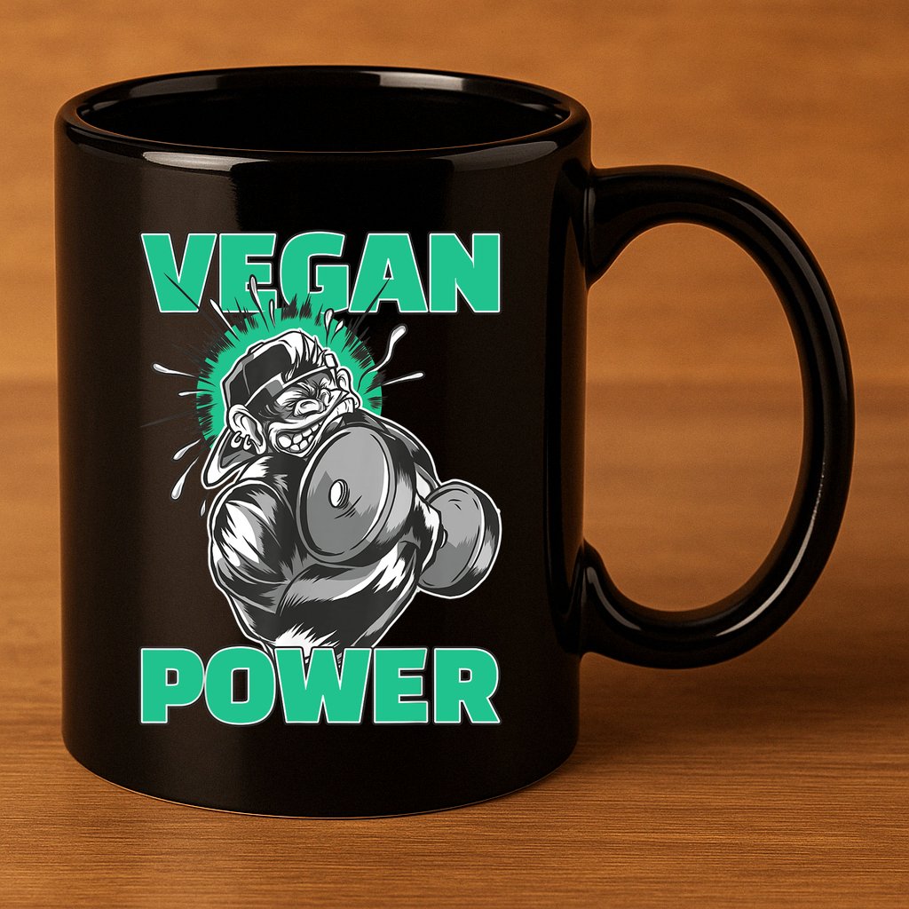 Vegan Power Bodybuilding Fitness Strength Training Gorilla 11oz C Handle Ceramic Mug