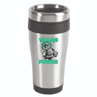 Vegan Power Bodybuilding Fitness Strength Training Gorilla 16oz Travel Tumbler