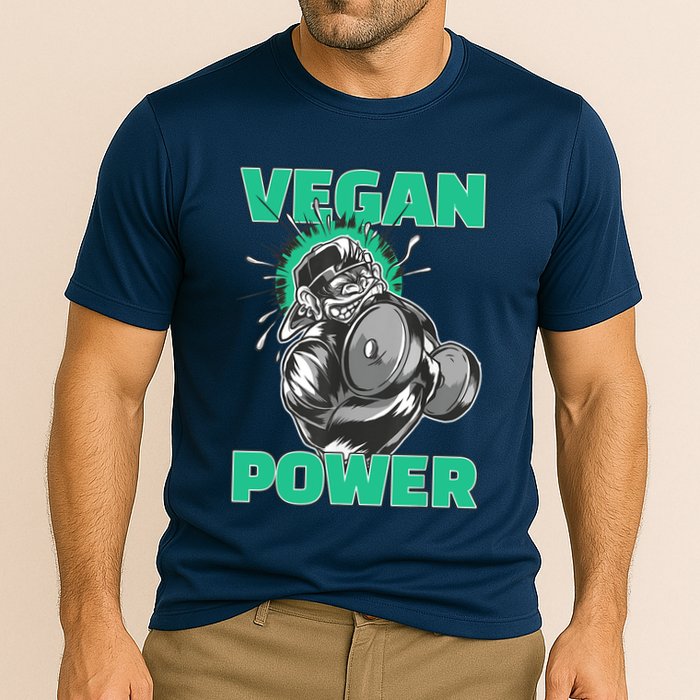 Vegan Power Bodybuilding Fitness Strength Training Gorilla Cooling Performance Crew T-Shirt