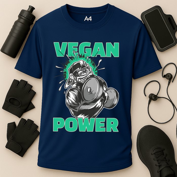 Vegan Power Bodybuilding Fitness Strength Training Gorilla Cooling Performance Crew T-Shirt