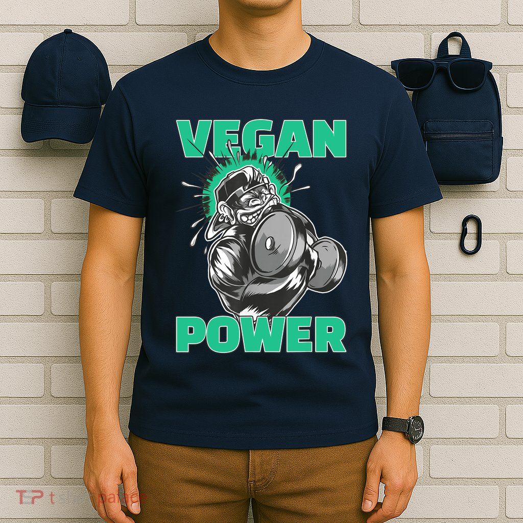 Vegan Power Bodybuilding Fitness Strength Training Gorilla T-Shirt