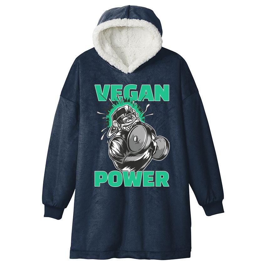 Vegan Power Bodybuilding Fitness Strength Training Gorilla Hooded Wearable Blanket