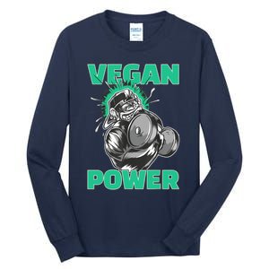 Vegan Power Bodybuilding Fitness Strength Training Gorilla Tall Long Sleeve T-Shirt