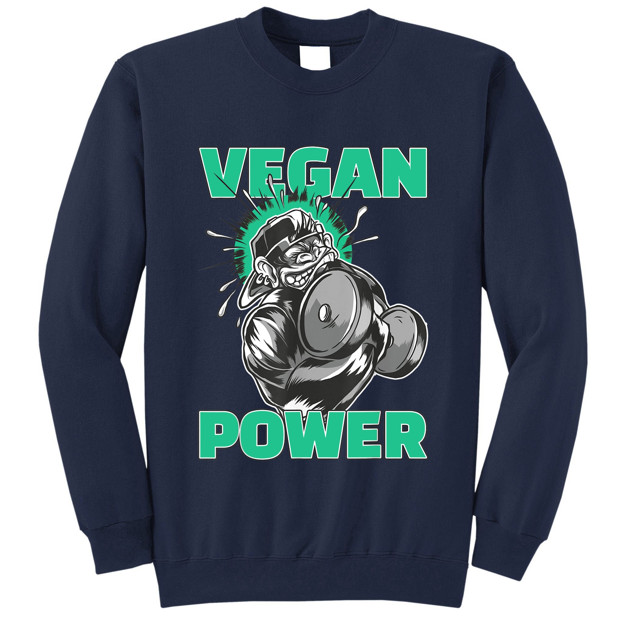Vegan Power Bodybuilding Fitness Strength Training Gorilla Tall Sweatshirt