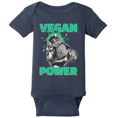 Vegan Power Bodybuilding Fitness Strength Training Gorilla Baby Bodysuit