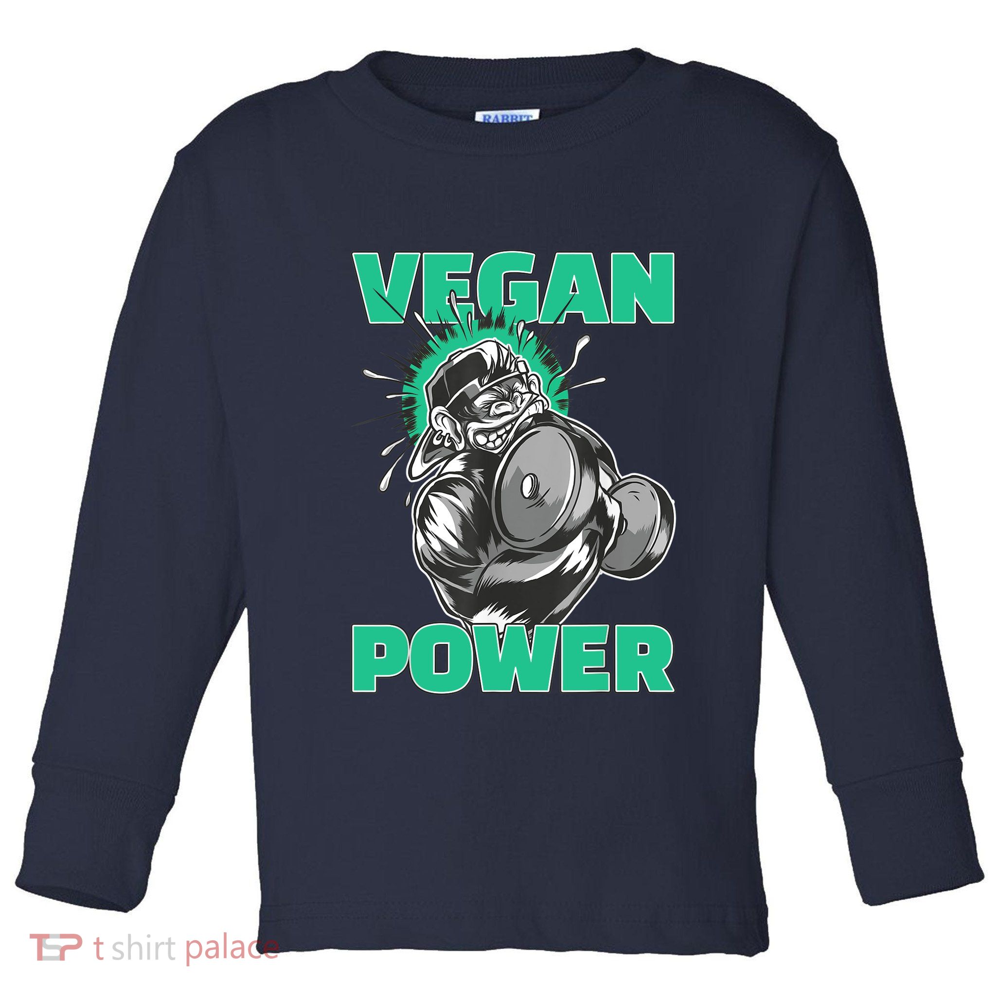 Vegan Power Bodybuilding Fitness Strength Training Gorilla Toddler Long Sleeve Shirt