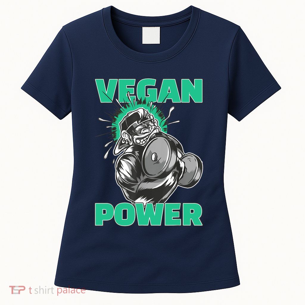 Vegan Power Bodybuilding Fitness Strength Training Gorilla Womens T-Shirt