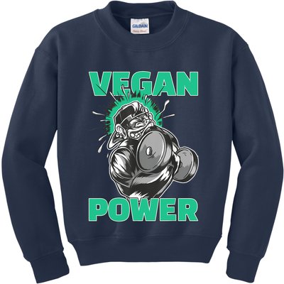 Vegan Power Bodybuilding Fitness Strength Training Gorilla Kids Sweatshirt