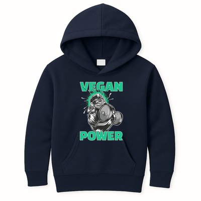 Vegan Power Bodybuilding Fitness Strength Training Gorilla Kids Hoodie