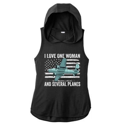 Veteran Pilot B17 Heavy Bomber WW2 Plane Aircraft USA Flag Ladies PosiCharge Tri-Blend Wicking Draft Hoodie Tank