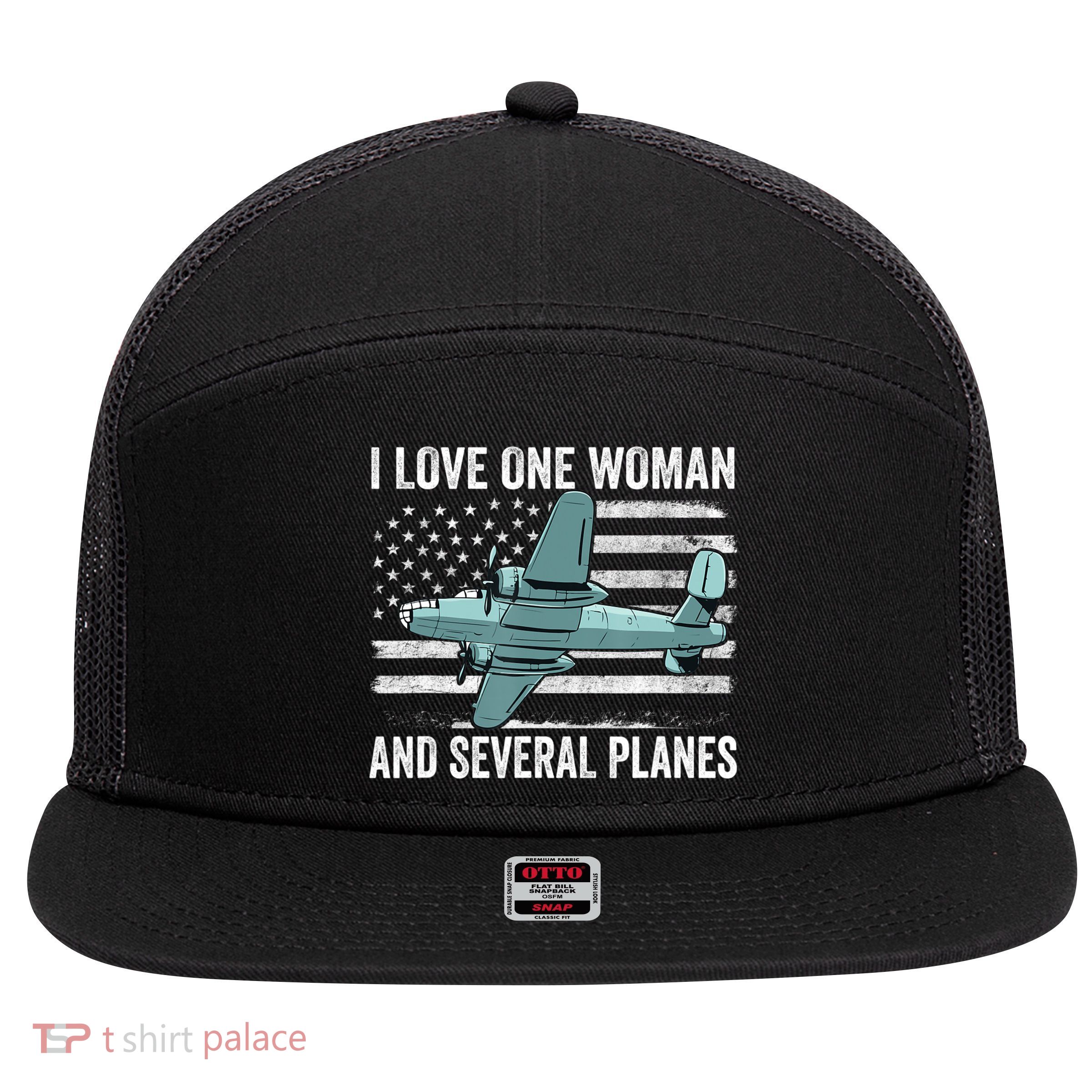 Veteran Pilot B17 Heavy Bomber WW2 Plane Aircraft USA Flag 7 Panel Mesh Trucker Snapback Hat
