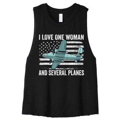 Veteran Pilot B17 Heavy Bomber WW2 Plane Aircraft USA Flag Women's Racerback Cropped Tank