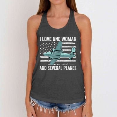 Veteran Pilot B17 Heavy Bomber WW2 Plane Aircraft USA Flag Women's Knotted Racerback Tank