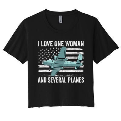 Veteran Pilot B17 Heavy Bomber WW2 Plane Aircraft USA Flag Women's Crop Top Tee