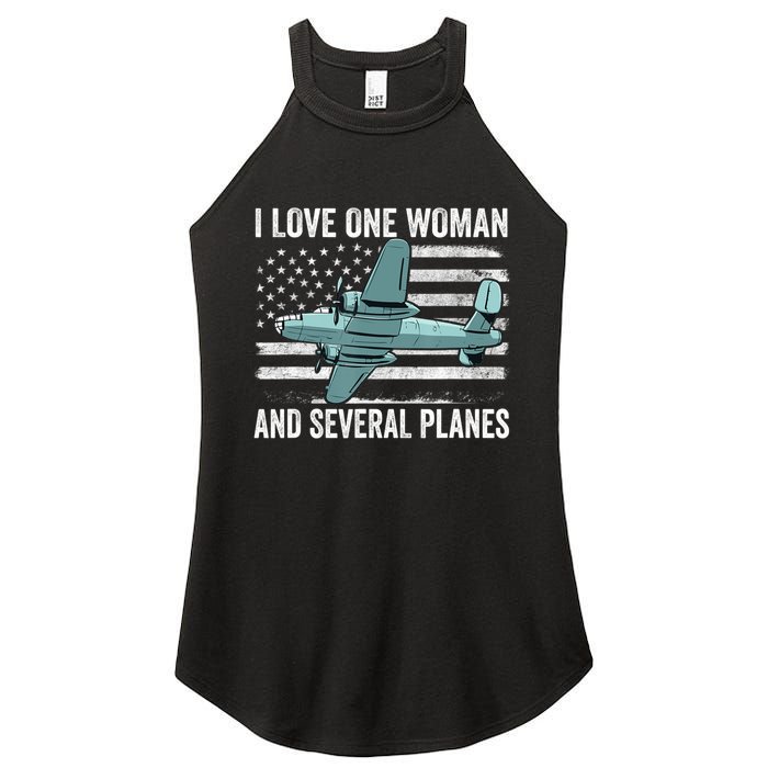 Veteran Pilot B17 Heavy Bomber WW2 Plane Aircraft USA Flag Women's Perfect Tri Rocker Tank