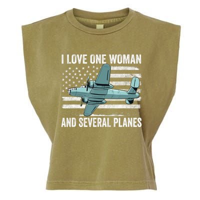 Veteran Pilot B17 Heavy Bomber WW2 Plane Aircraft USA Flag Garment-Dyed Women's Muscle Tee