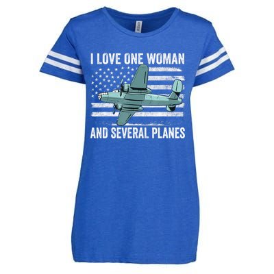 Veteran Pilot B17 Heavy Bomber WW2 Plane Aircraft USA Flag Enza Ladies Jersey Football T-Shirt