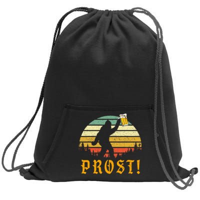 Vintage PROST Bigfoot Drinking Beer German Oktoberfest Sweatshirt Cinch Pack Bag