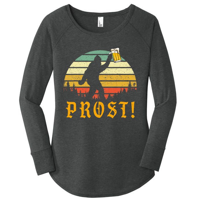 Vintage PROST Bigfoot Drinking Beer German Oktoberfest Women's Perfect Tri Tunic Long Sleeve Shirt