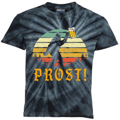 Vintage PROST Bigfoot Drinking Beer German Oktoberfest Kids Tie-Dye T-Shirt