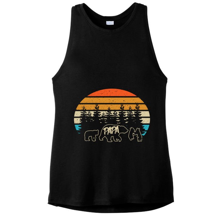 Vintage Papa Bear With Three Cute Bear Cubs Gift Ladies PosiCharge Tri-Blend Wicking Tank