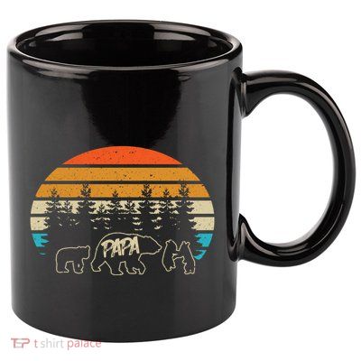 Vintage Papa Bear With Three Cute Bear Cubs Gift 11oz C Handle Ceramic Mug