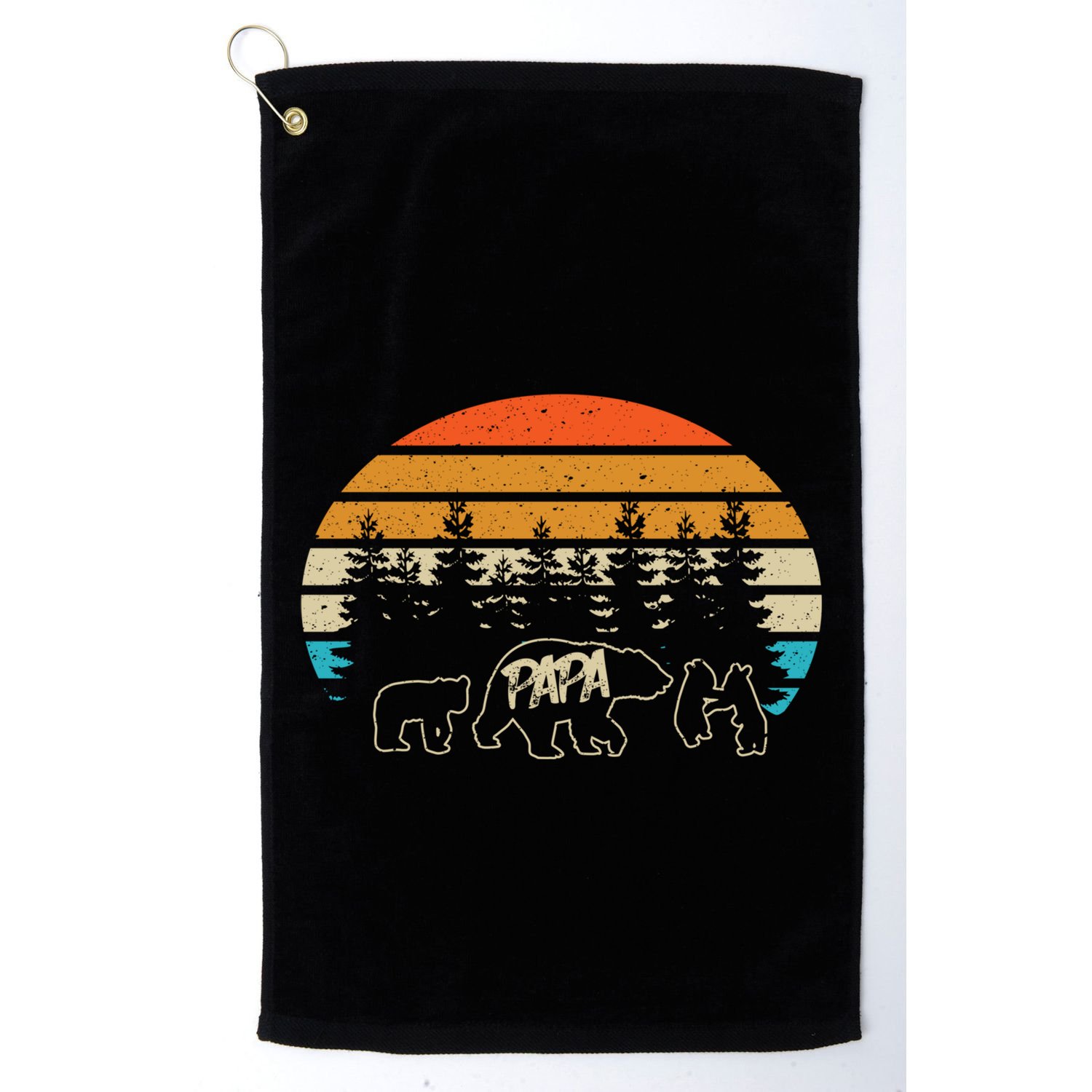 Vintage Papa Bear With Three Cute Bear Cubs Gift Golf Towel