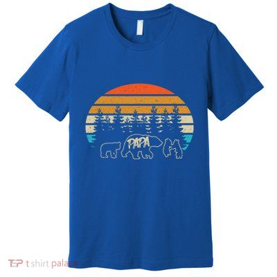 Vintage Papa Bear With Three Cute Bear Cubs Gift Premium T-Shirt
