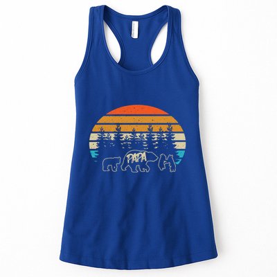 Vintage Papa Bear With Three Cute Bear Cubs Gift Womens Tank Top