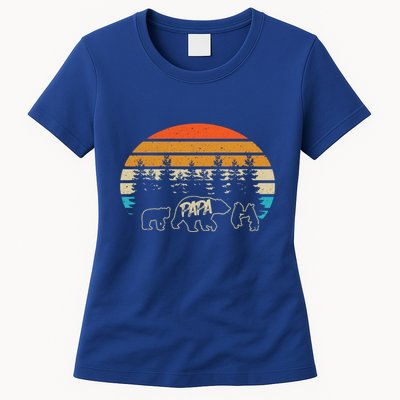 Vintage Papa Bear With Three Cute Bear Cubs Gift Womens T-Shirt