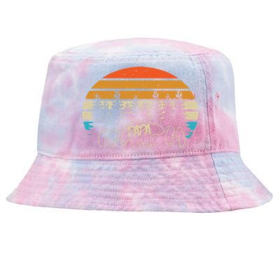 Vintage Papa Bear With Three Cute Bear Cubs Gift Tie-Dyed Bucket Hat