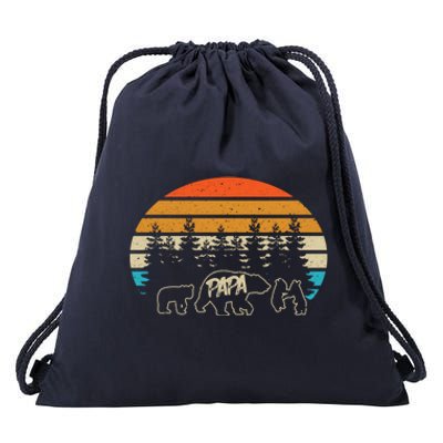 Vintage Papa Bear With Three Cute Bear Cubs Gift Drawstring Bag