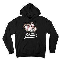 Vintage Philly Baseball Leopard Heart Baseball Fans Hoodie