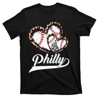 Vintage Philly Baseball Leopard Heart Baseball Fans T-Shirt