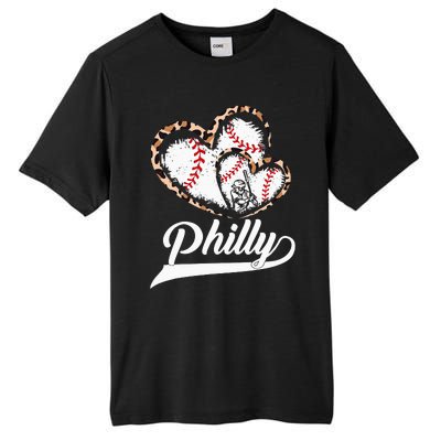 Vintage Philly Baseball Leopard Heart Baseball Fans Tall Fusion ChromaSoft Performance T-Shirt