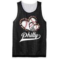 Vintage Philly Baseball Leopard Heart Baseball Fans Mesh Reversible Basketball Jersey Tank