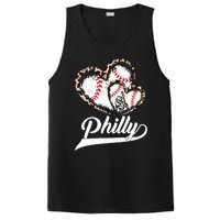 Vintage Philly Baseball Leopard Heart Baseball Fans PosiCharge Competitor Tank