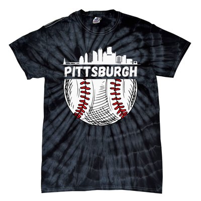 Vintage Pittsburgh Baseball Skyline Pittsburgh Baseball Tie-Dye T-Shirt