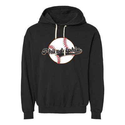 Vintage Philadelphia Baseball Throwback Retro Garment-Dyed Fleece Hoodie