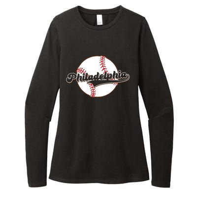 Vintage Philadelphia Baseball Throwback Retro Womens CVC Long Sleeve Shirt