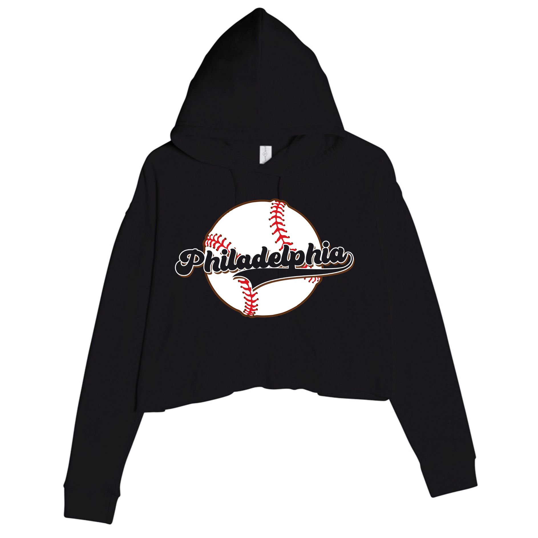 Vintage Philadelphia Baseball Throwback Retro Crop Fleece Hoodie